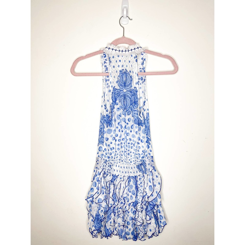 Poupette St. Barth Beline Blue Printed Mini Dress Size XS - Picture 7 of 8